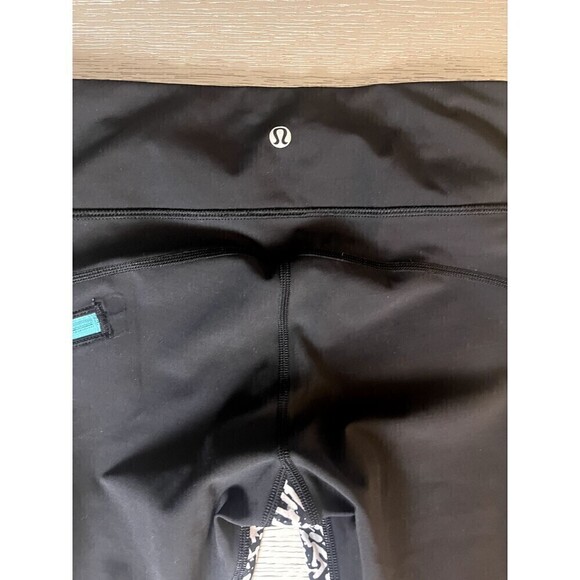 Lululemon Run Top Speed Crop Leggings Black/White Size 4 New 16" Inseam - Picture 3 of 6